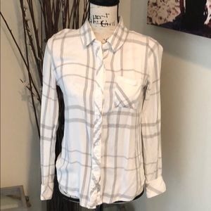 Rails White/Gray Flannel Long Shirt, Small